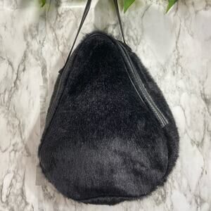 Vintage Faux Black Fur Handbag Small
